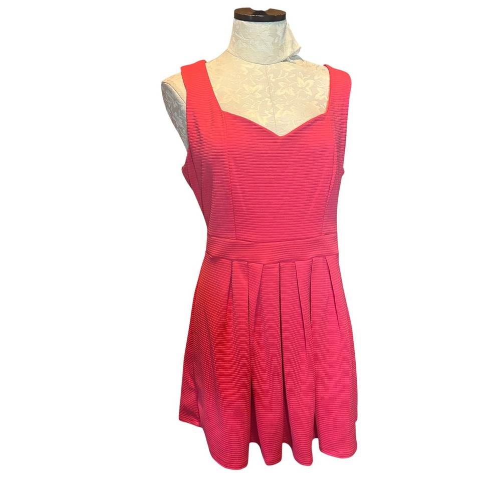 L'Amour Nanette Lepore Pink Textured Heart Cutout Back Fit Flare Dress XL